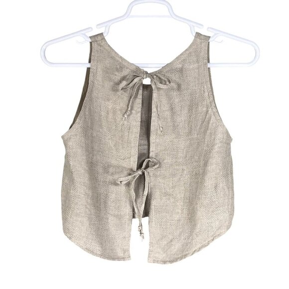 Francesca NWT Womens S 100% Linen Sleeveless Tie Back Tank Top Italy Made Beachy - Picture 5 of 14